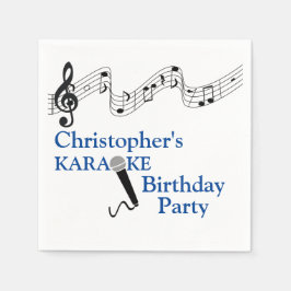 Servilleta De Papel Fiesta de Karaoke Micrófono a escala musical Azul