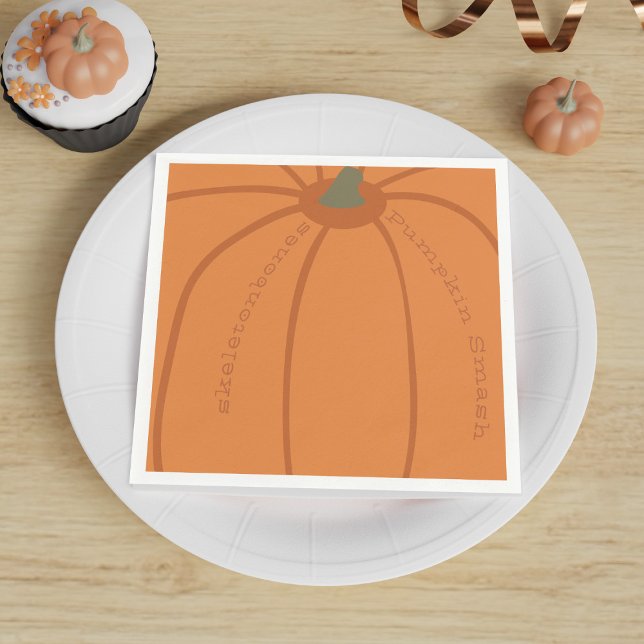 Servilleta De Papel Fiesta de la calabaza moderna Personalizada (For fall birthdays, Halloween pumpkin smash parties &  just for those that like orange paper napkins)