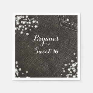 Servilleta De Papel Fiesta de la corona de oro de denim y diamantes ne