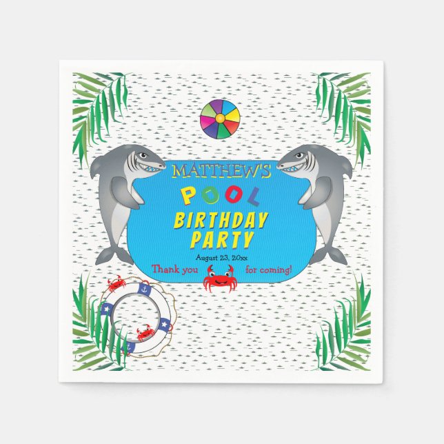 Servilleta De Papel Fiesta de la piscina de cumpleaños de un niño infe (Anverso)