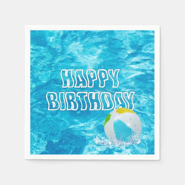 Servilleta De Papel Fiesta de la piscina de cumpleaños Diversión (Anverso)