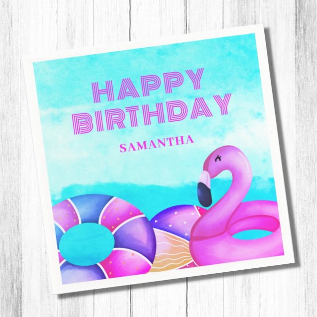 Servilleta De Papel Fiesta de la piscina de cumpleaños Flamingo rosa (Subido por el creador)