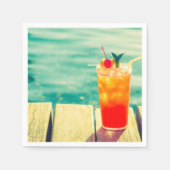 Servilleta De Papel Fiesta de la piscina de verano diversión en el cóc (Anverso)