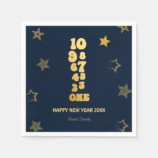 Servilleta De Papel Fiesta de la víspera de Año Nuevo Azul de la Marin (Anverso)