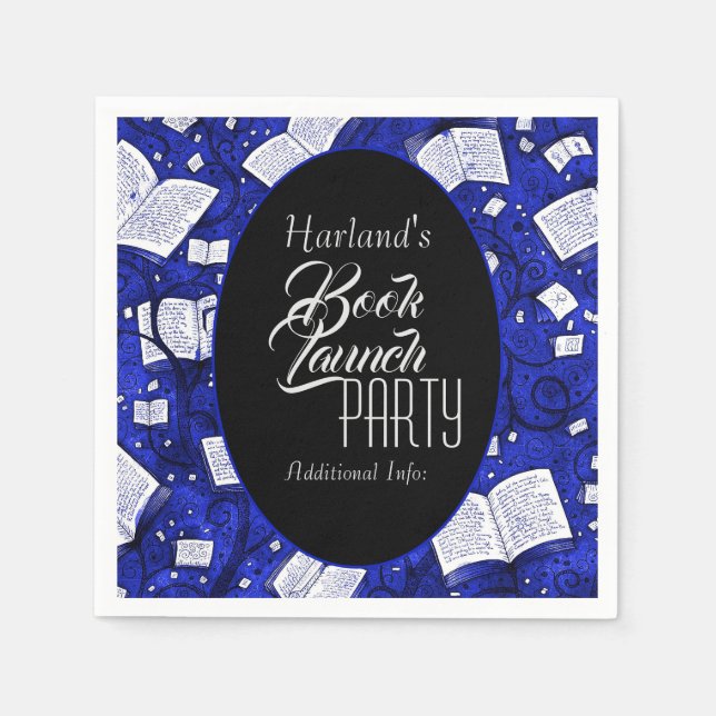 Servilleta De Papel Fiesta de lanzamiento de libro azul (Anverso)