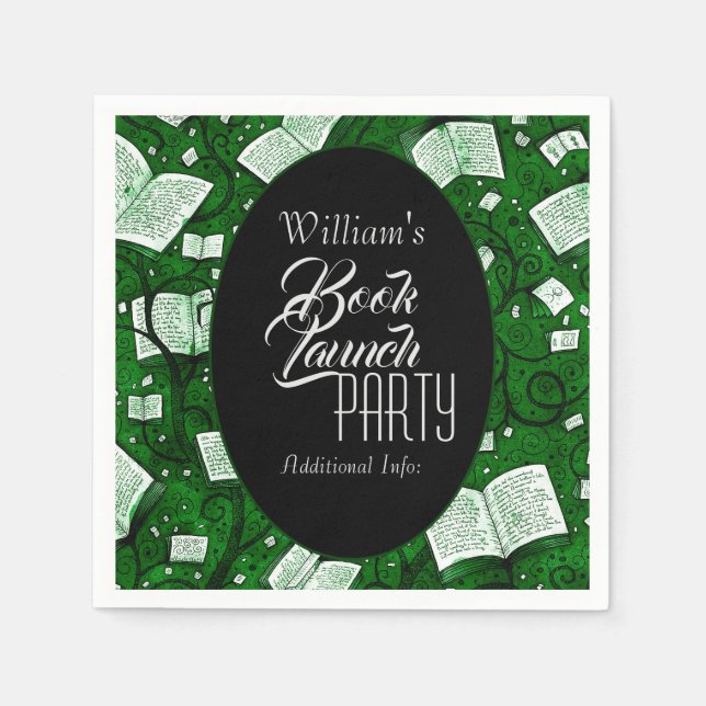 Servilleta De Papel Fiesta de lanzamiento de libro verde (Anverso)