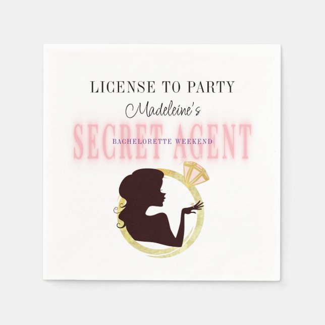 Servilleta De Papel Fiesta de licencia de agente secreto Bachelorette  (Anverso)