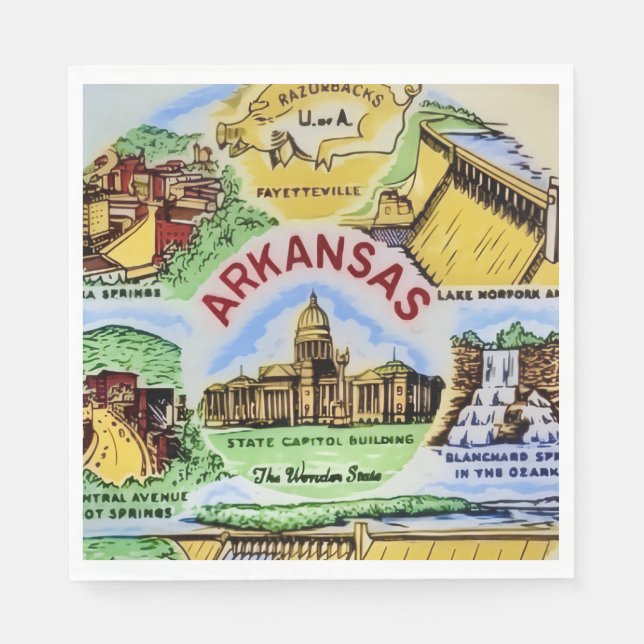 Servilleta De Papel Fiesta de lugares emblemáticos de Arkansas (Anverso)