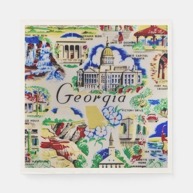 Servilleta De Papel Fiesta de lugares emblemáticos de Georgia  (Anverso)