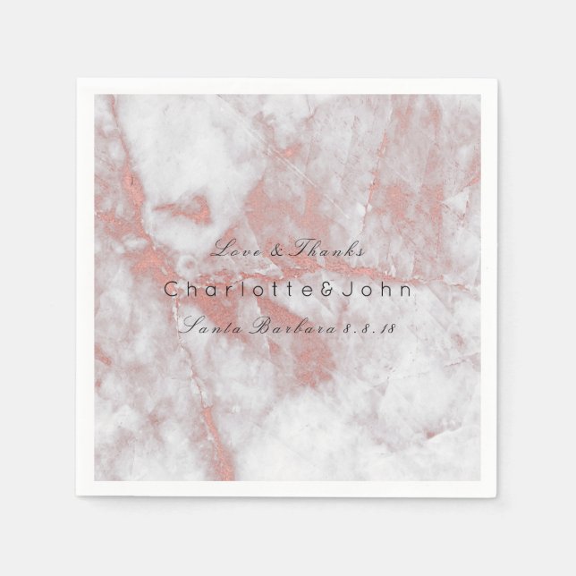 Servilleta De Papel Fiesta de mármol gris blanco de Rubor Rosa Rosa (Anverso)