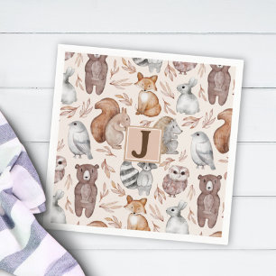 Servilleta De Papel Fiesta de Monograma de Animales del Bosque Caprich