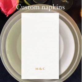 Servilleta De Papel Fiesta de Monograma Oro 50 Aniversario Boda