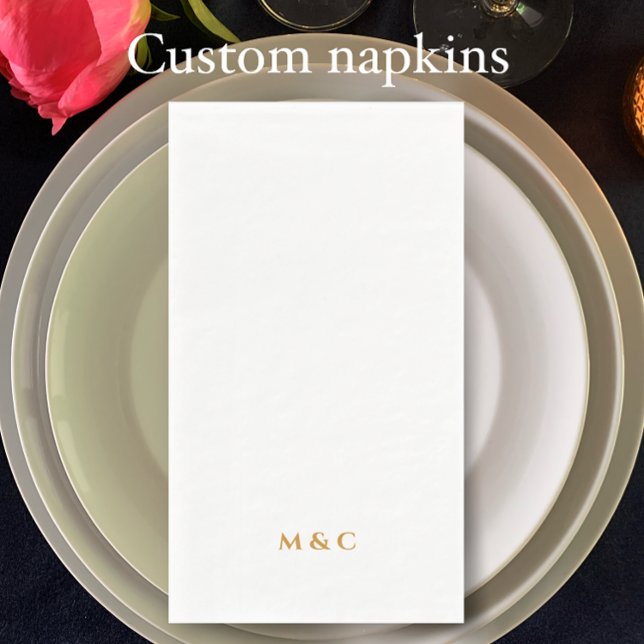 Servilleta De Papel Fiesta de Monograma Oro 50 Aniversario Boda (Add couple’s initials for stylish golden monogrammed 50th anniversary party napkins.
)