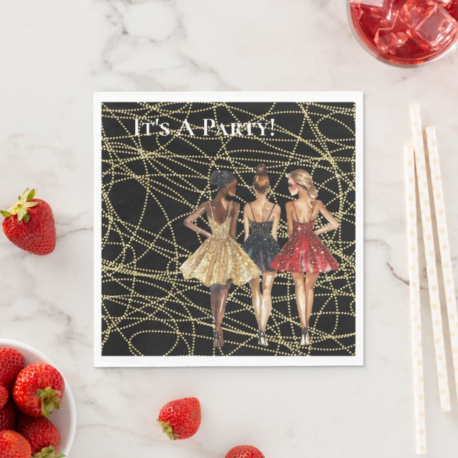 Servilleta De Papel Fiesta de mujeres en vestidos abstractos de oro ne (In situ)