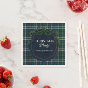 Servilleta De Papel Fiesta de Navidad a Cuadros Preppy Verde y Azul Ma