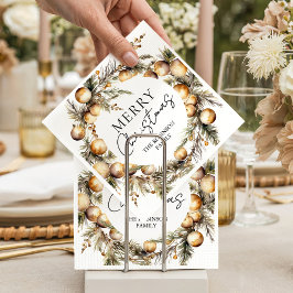 Servilleta De Papel Fiesta de Navidad con follaje dorado en acuarela