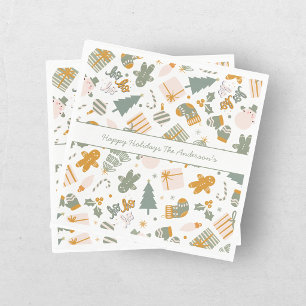 Servilleta De Papel Fiesta de Navidad con tema verde y dorado