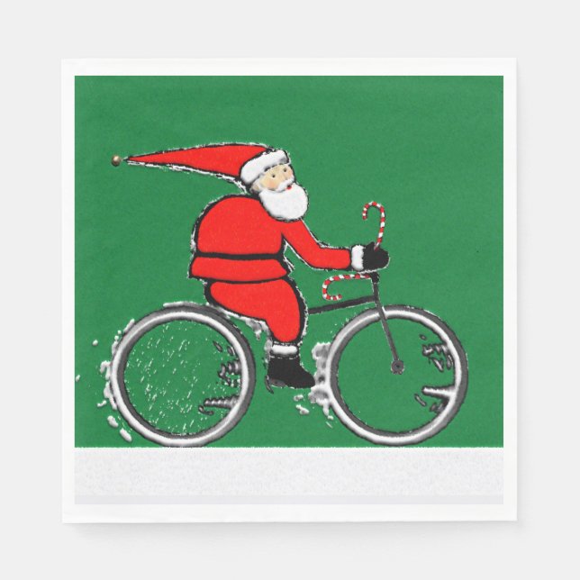 Servilleta De Papel Fiesta de Navidad de Ciclismo (Anverso)