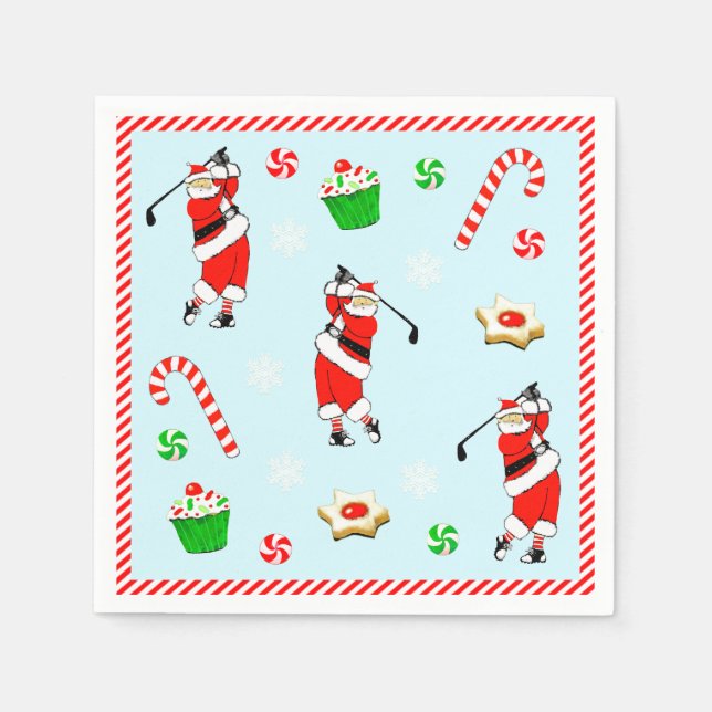 Servilleta De Papel Fiesta de Navidad de golf (Anverso)