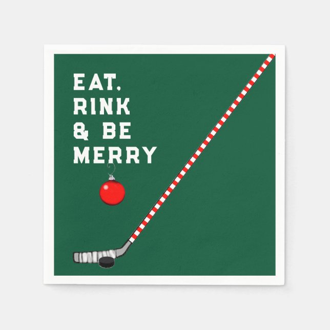Servilleta De Papel Fiesta de Navidad de Hockey (Anverso)