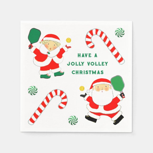 Servilleta De Papel Fiesta de Navidad de Pickleball (Anverso)