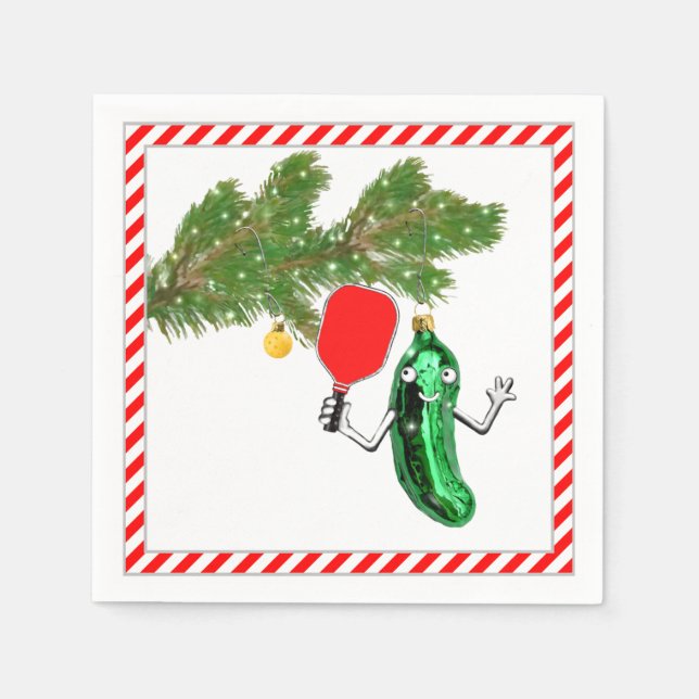 Servilleta De Papel Fiesta de Navidad de Pickleball (Anverso)