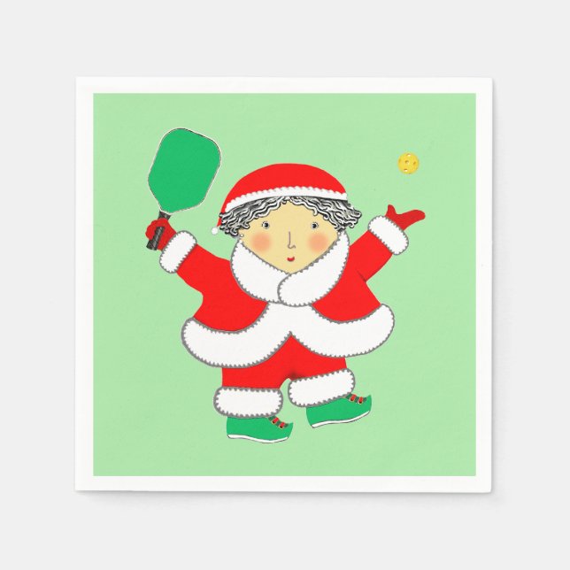Servilleta De Papel Fiesta de Navidad de Pickleball (Anverso)