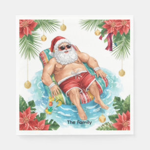 Servilleta De Papel Fiesta de Navidad en la Piscina con Santa Claus