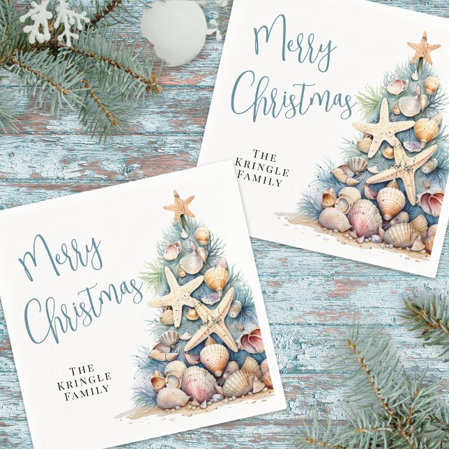 Servilleta De Papel Fiesta de Navidad en la Playa (Beach Christmas Party Napkins)