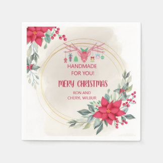Servilleta De Papel Fiesta de Navidad Floral Elegante Reno