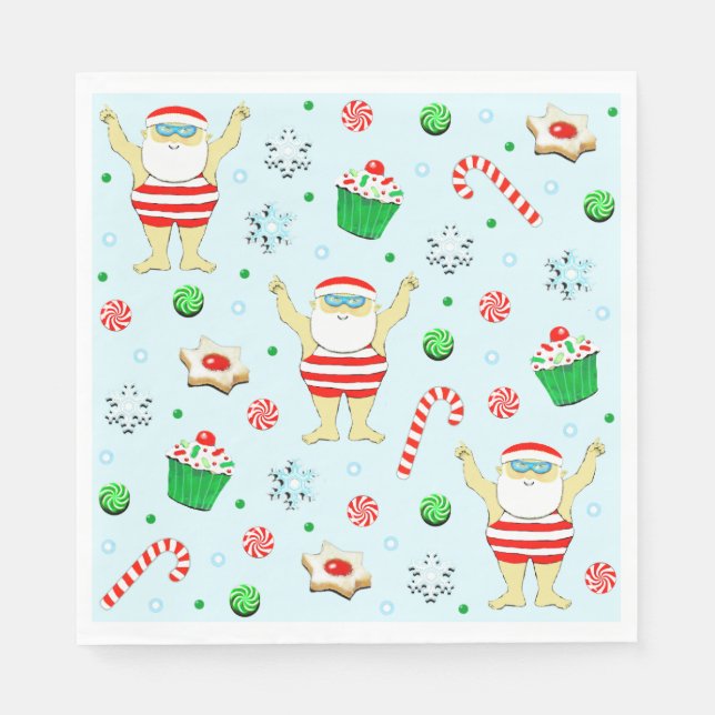 Servilleta De Papel Fiesta de Navidad nadando (Anverso)