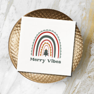Servilleta De Papel Fiesta de Navidad Retro Arcoiris Boho Vibraciones 