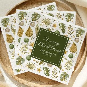 Servilleta De Papel Fiesta de Navidad Tropical con Acuarela Elegante