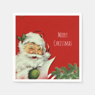 Servilleta De Papel Fiesta de Navidad Vintage Santa Claus Rojo