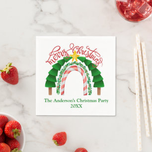 Servilleta De Papel Fiesta de Navidades arcoiris rojos verdes navidade