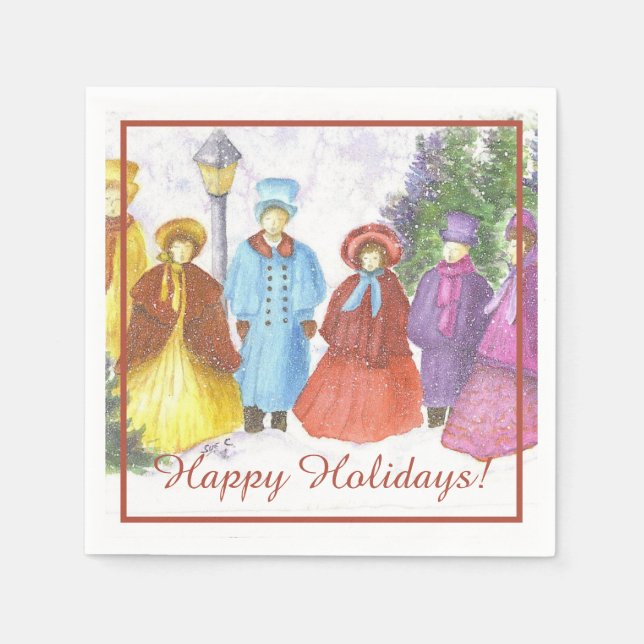 Servilleta De Papel Fiesta de Navidades cantantes de coro (Anverso)