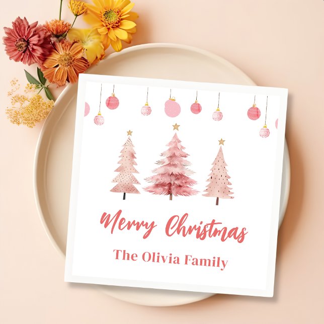 Servilleta De Papel Fiesta de Navidades de árbol de Navidad rosa (Subido por el creador)