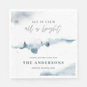 Servilleta De Papel Fiesta de navidades de color azul mínimo