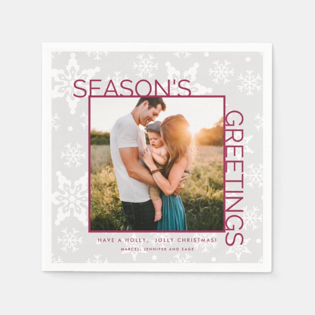 Servilleta De Papel Fiesta de Navidades de fotografía familiar (Anverso)