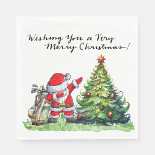 Servilleta De Papel Fiesta de Navidades de golf Golfer Santa Cluas Dab