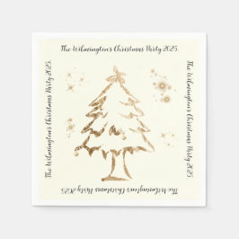 Servilleta De Papel Fiesta de Navidades de los Árboles de Oro festivo
