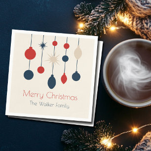 Servilleta De Papel Fiesta de Navidades de Ornamentos Rojos Retro