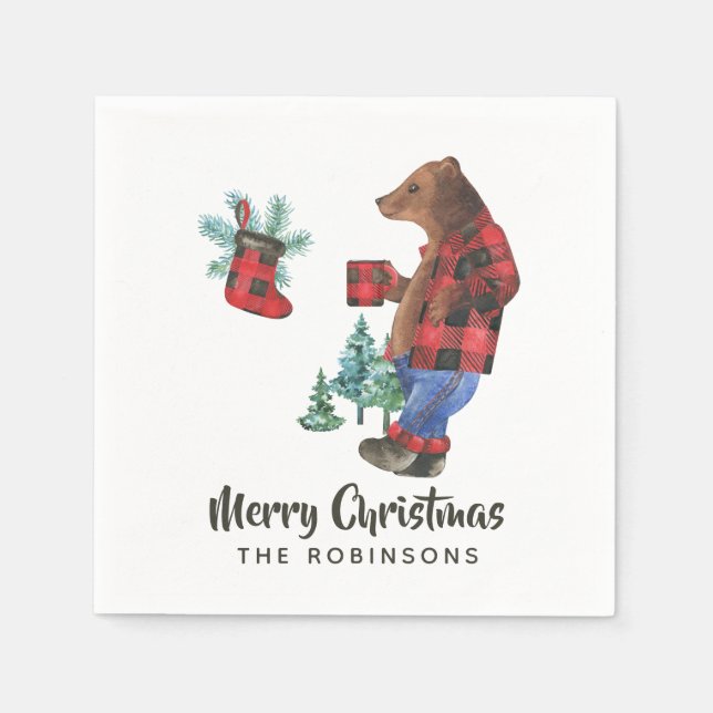 Servilleta De Papel Fiesta de Navidades de oso de Búfalo Fundido Lumbe (Anverso)