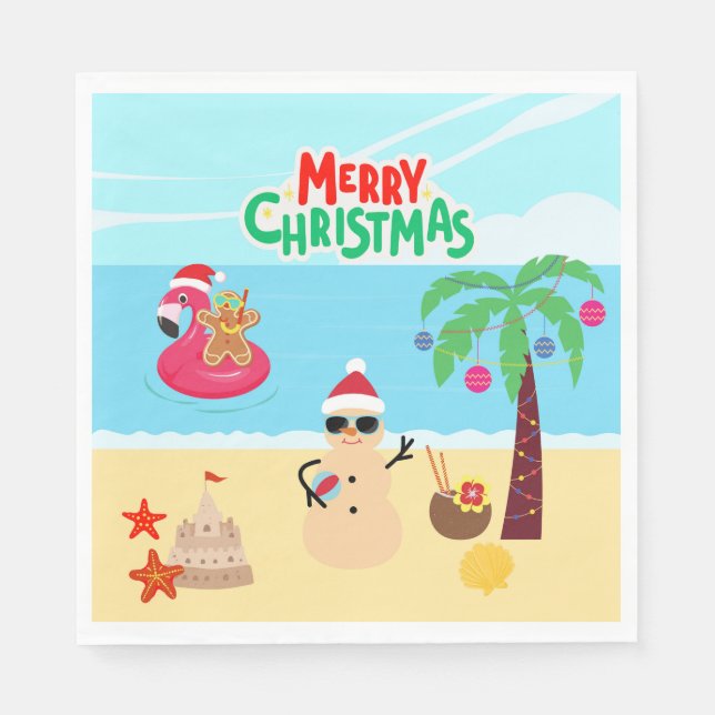 Servilleta De Papel Fiesta de Navidades de playa (Anverso)