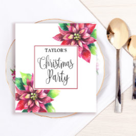 Servilleta De Papel Fiesta de Navidades de Poinsettia Roja