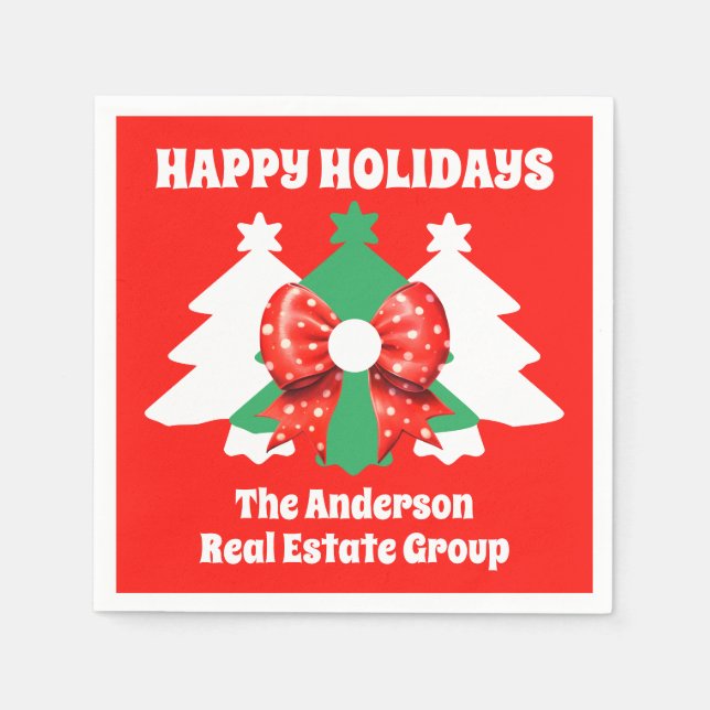 Servilleta De Papel Fiesta de Navidades editable Business Happy Holida (Anverso)
