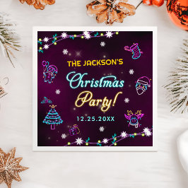 Servilleta De Papel Fiesta de Navidades morados modernos de Neon Neon