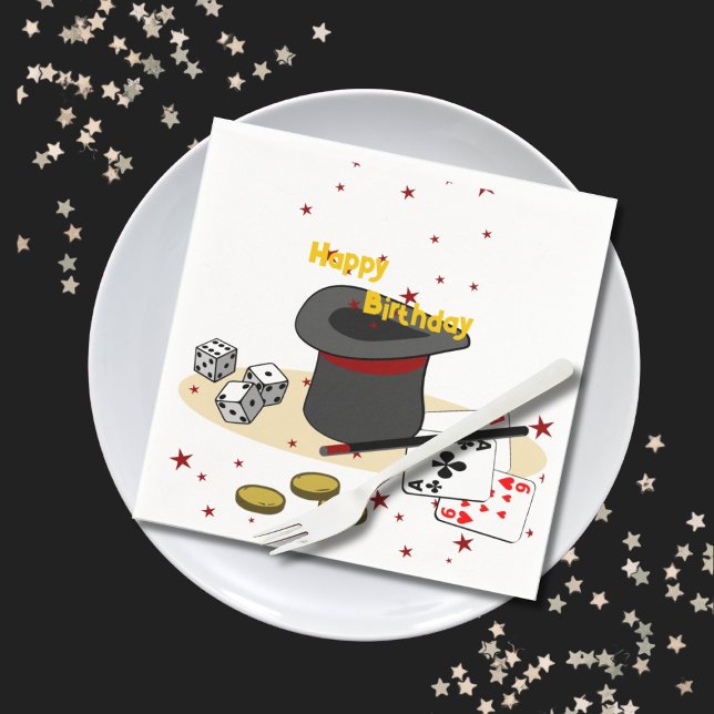 Servilleta De Papel Fiesta de niños de cumpleaños feliz de Magic Show (Magic Show Happy Birthday Kids Party Napkins)