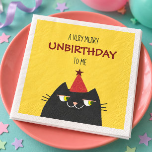 Servilleta De Papel Fiesta de no cumpleaños de gato negro divertido