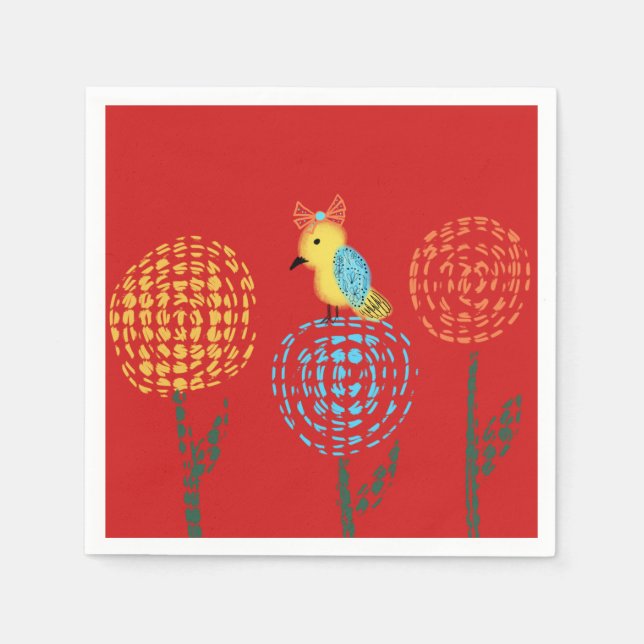 Servilleta De Papel Fiesta de Pájaros de Jardín (Anverso)